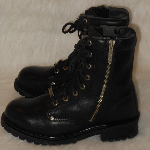 HARLEY DAVIDSON BLACK LEATHER ANKLE BOOTS SIZE 10 - Picture 5 of 8
